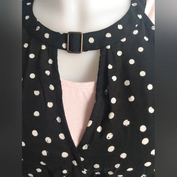 Maurices woman's size medium black and white polka dot blouse - Picture 2 of 6